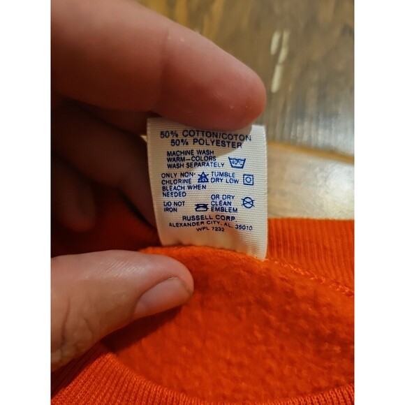 VTG 80s Jerzees Cat Halloween Orange Sweatshirt Adult XL Sweater Glitter Ghost - Picture 3 of 8